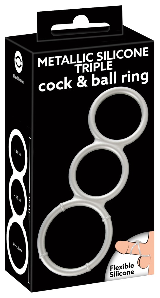 You2Toys - Metallic Silicone Triple cock and ball ring