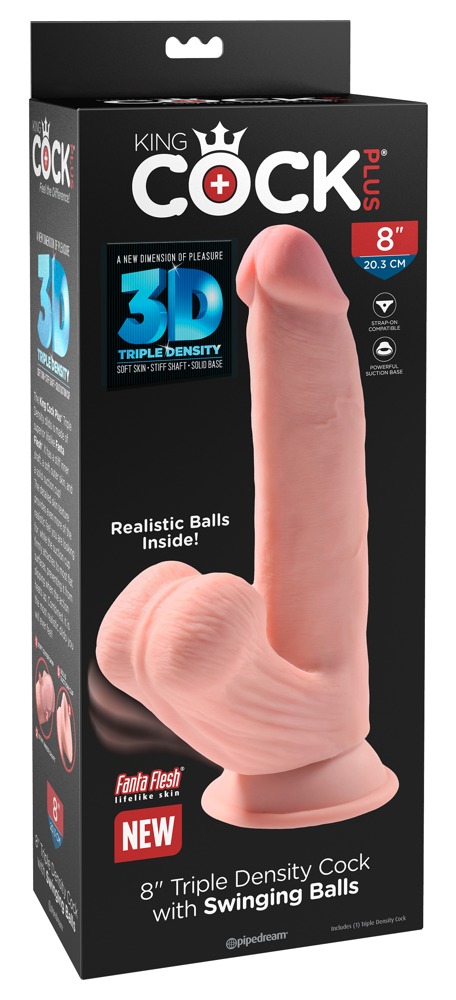 King Cock - Triple Density Cock 8'' with Swinging Balls