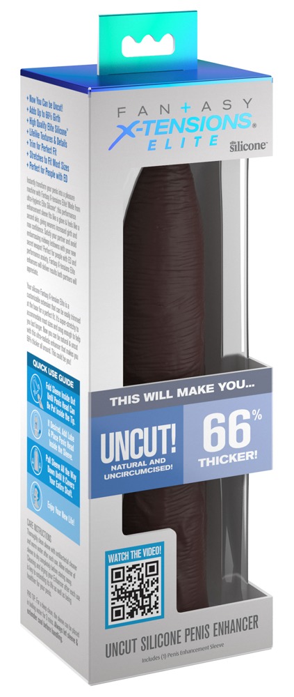 Fantasy Extensions - Uncut Silicone Penis Enhancer Brown