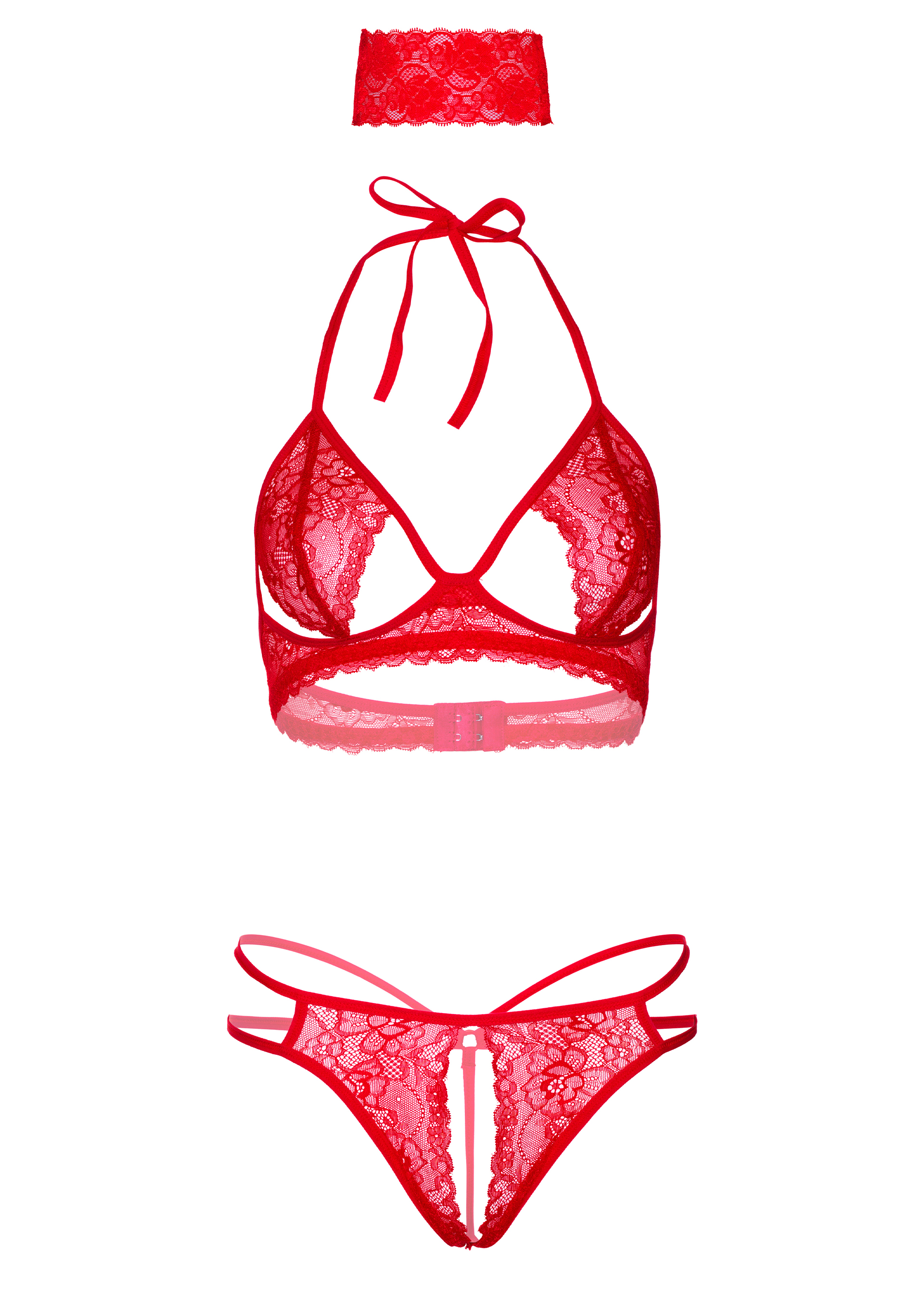 Daring - Daring Peek-A-Boo Bra Set with G-String and Blindfold