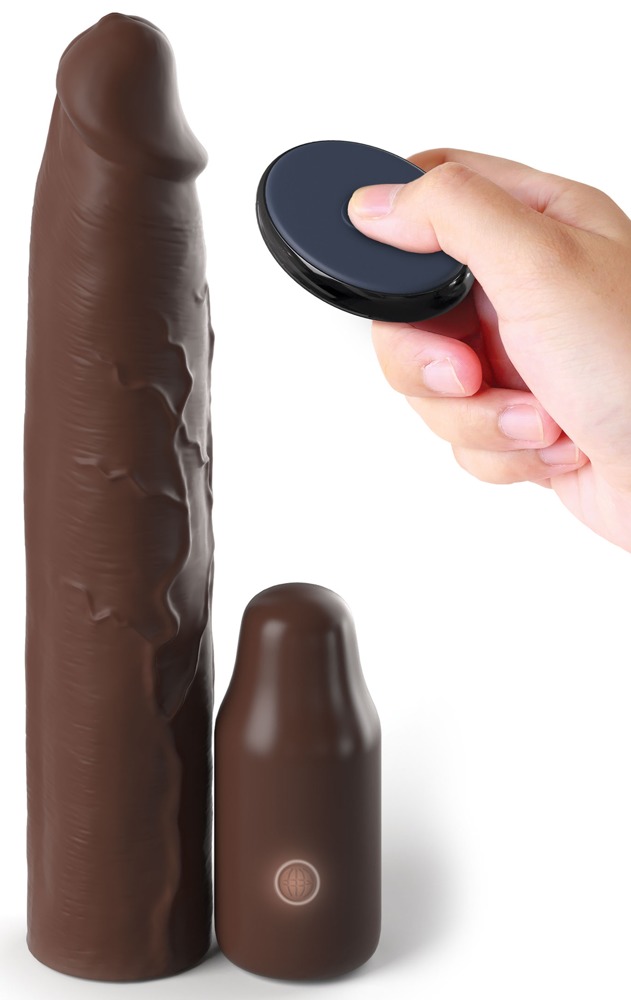 Fantasy Extensions - 3“ Vibrating Mega X-tension with Remote Brown