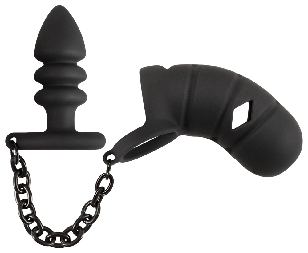 Black Velvets - Cock cage with butt plug